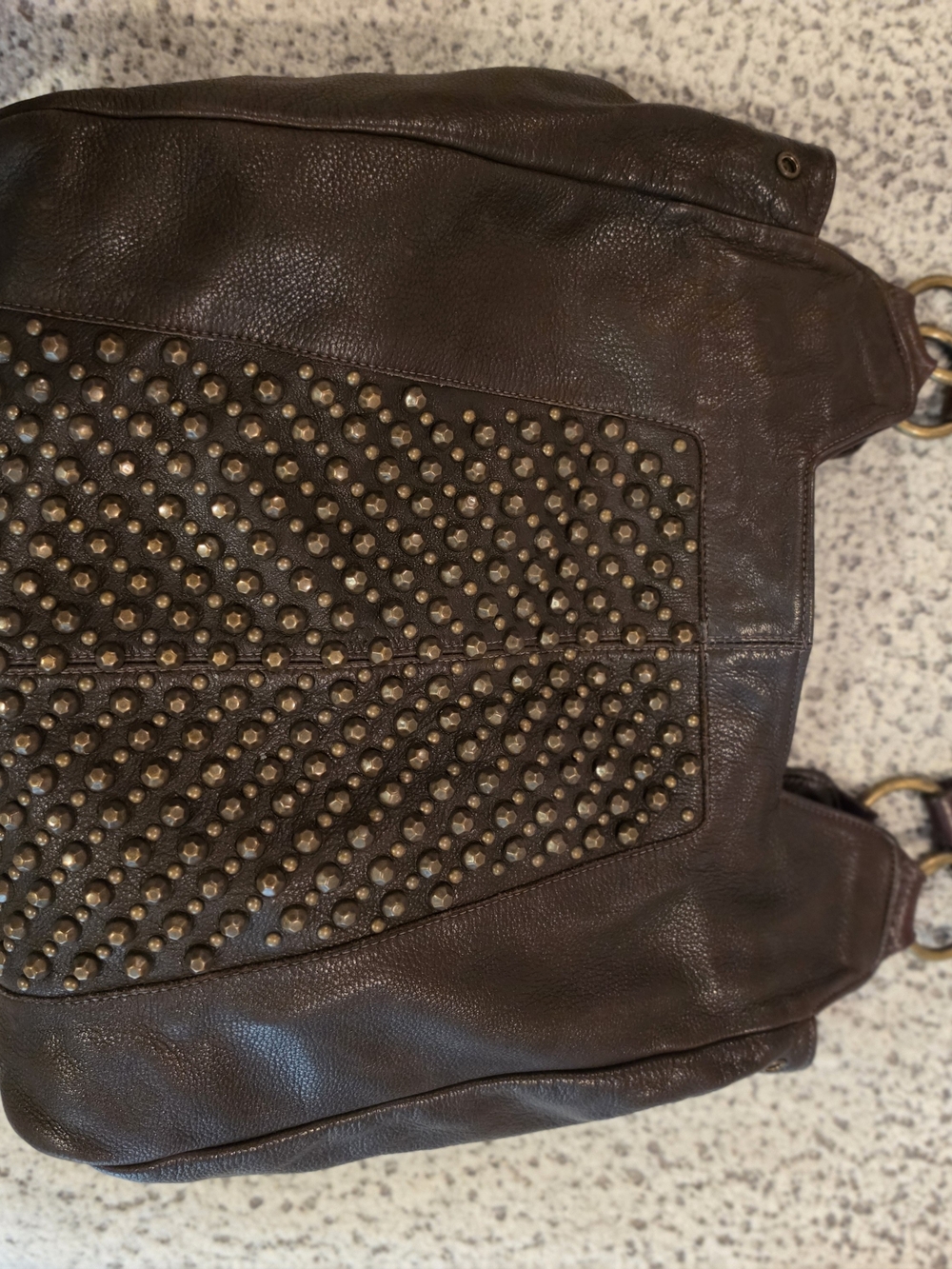 Womens Leather Rock Dark Brown Soft  Leather Shoulder Bag